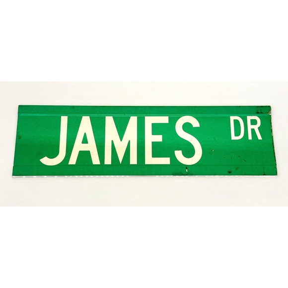 Real Road Traffic Street Sign "JAMES DR" Green "ES DR 57975" Aluminum 20.5"x6" - Picture 1 of 9